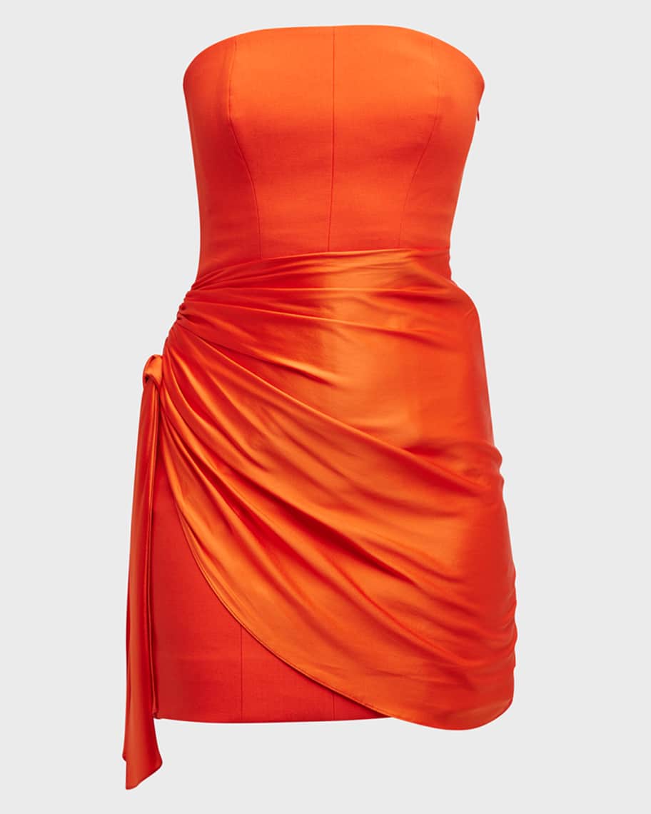 Cinq a Sept Kennith Strapless Draped Tie Mini Dress Neiman Marcus