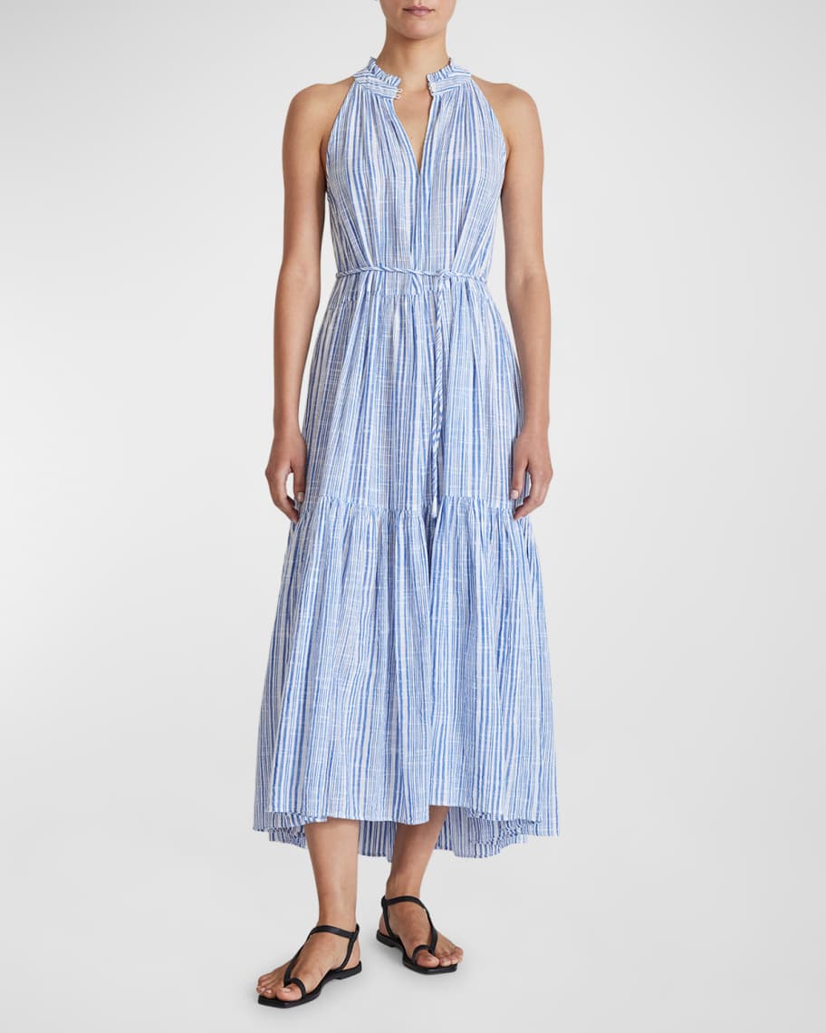 Apiece Apart Nissi Tiered Sleeveless Striped Maxi Dress | Neiman Marcus