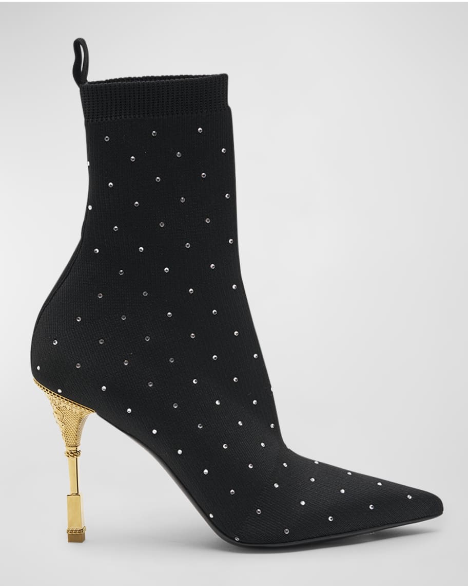 Image 1 of 6: Moneta Knit Crystal Stiletto Booties