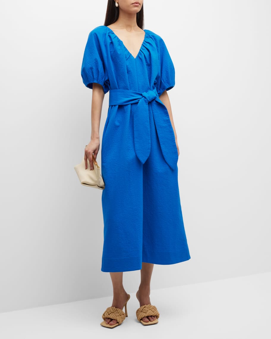 Mara Hoffman Alora Puff-Sleeve Jacquard Midi Dress | Neiman Marcus