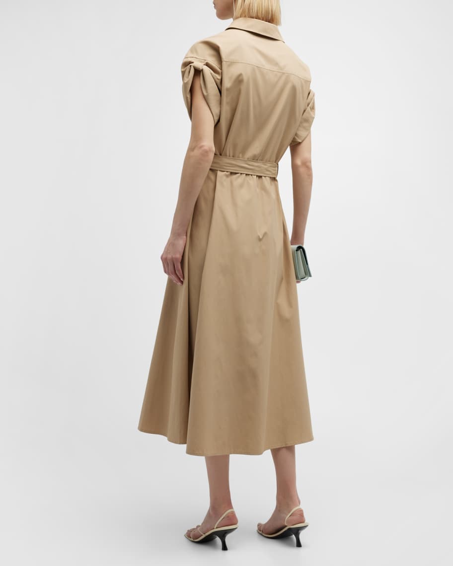Image 3 of 6: Fia Belted Short-Sleeve Poplin Midi Shirtdress