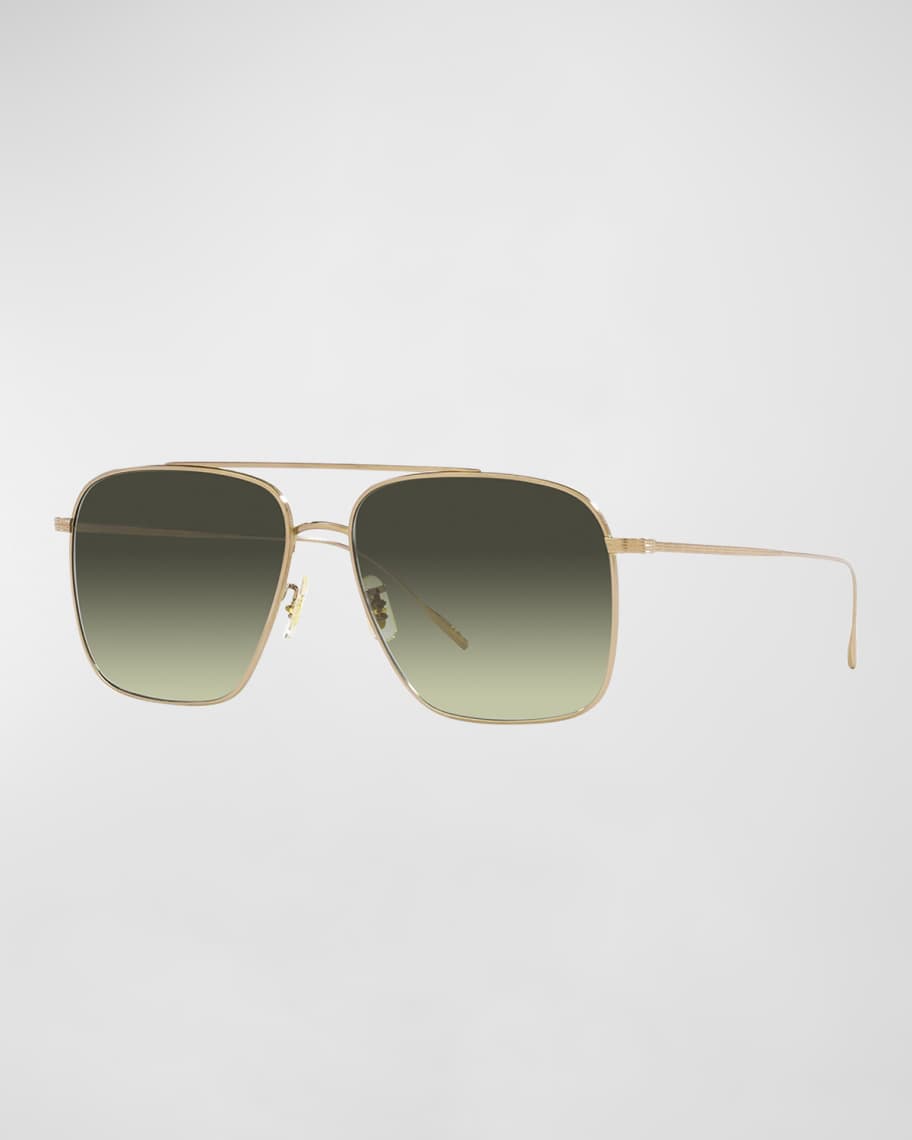 Oliver Peoples Dresner Gradient Titanium & Crystal Aviator Sunglasses