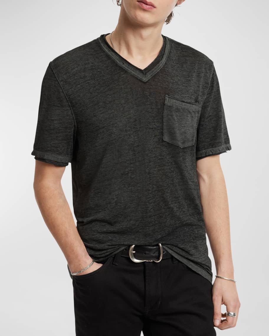 John Varvatos Men's Davis Burnout V-Neck T-Shirt | Neiman Marcus