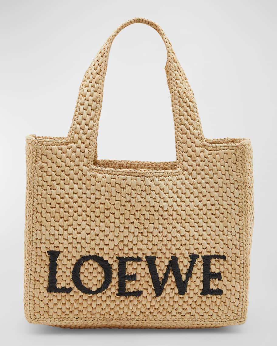 Loewe x Paula’s Ibiza Small Logo Raffia Tote Bag | Neiman Marcus