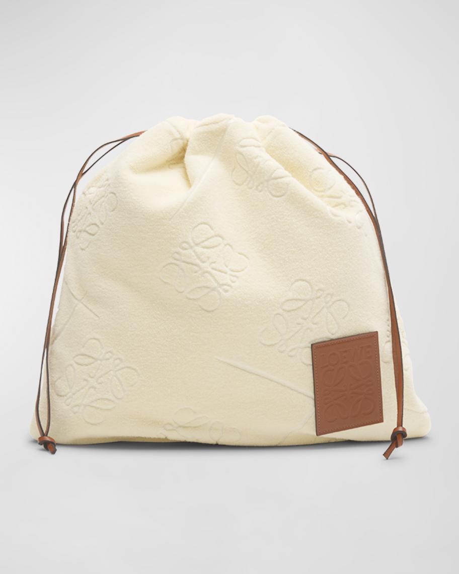 【限定割引】【美品】LOEWE ポーチタオル 巾着 クリーム LOEWE x Paula's Ibiza DW Pouch in Terry Cotton with Leather