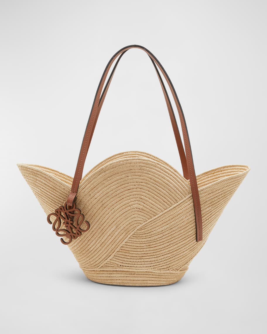 Loewe x Paula's Ibiza Petal Basket Bag in Raffia with Leather