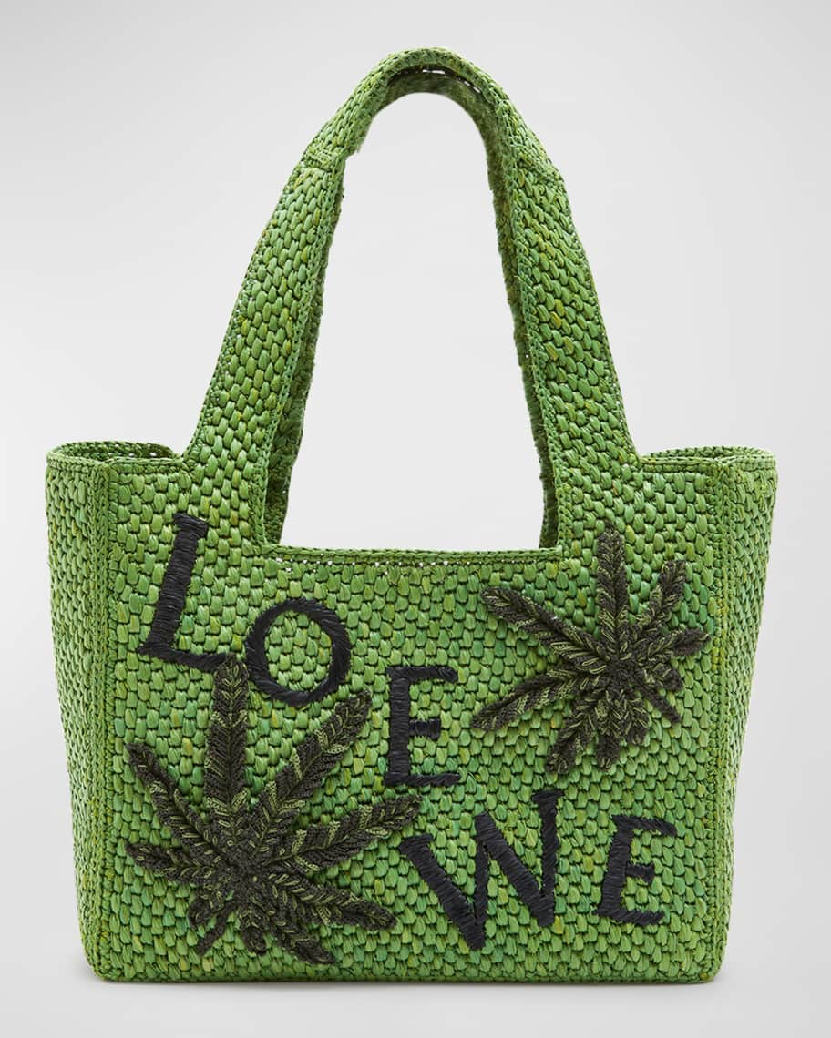 Loewe + Paula's Ibiza Embroidered Raffia Tote in Natural