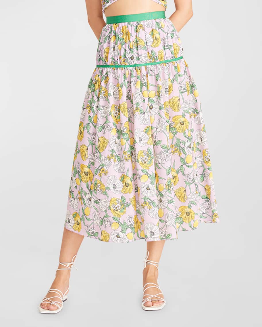 AMUR Levon Tiered Floral Midi Skirt | Neiman Marcus