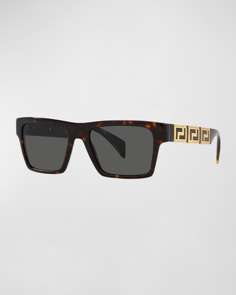 Versace Men's Greca Rectangle Acetate Sunglasses Neiman Marcus