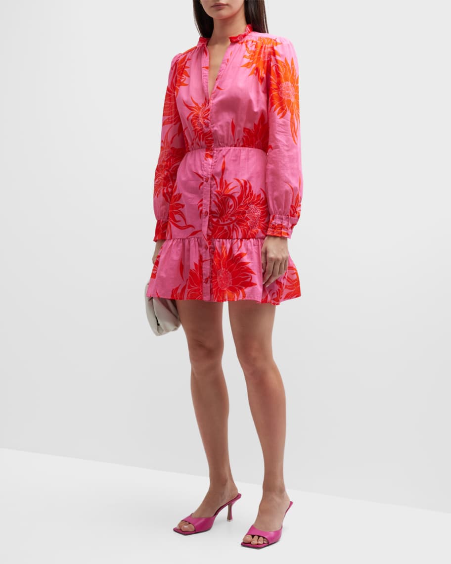 PINKO Nomade Cotton Muslin Button-Front Mini Dress | Neiman Marcus