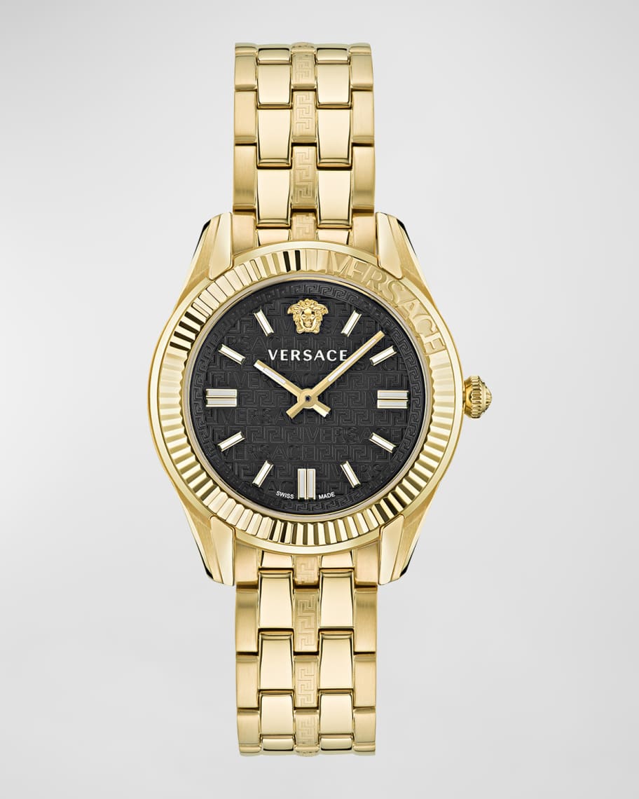Versace Greca Logo Yellow Gold Bracelet 41mm Quartz Men's Watch $1500  Retail