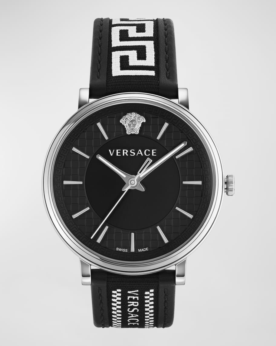 Versace Men's V-Circle Greca Edition Leather Strap Watch, 42mm | Neiman ...
