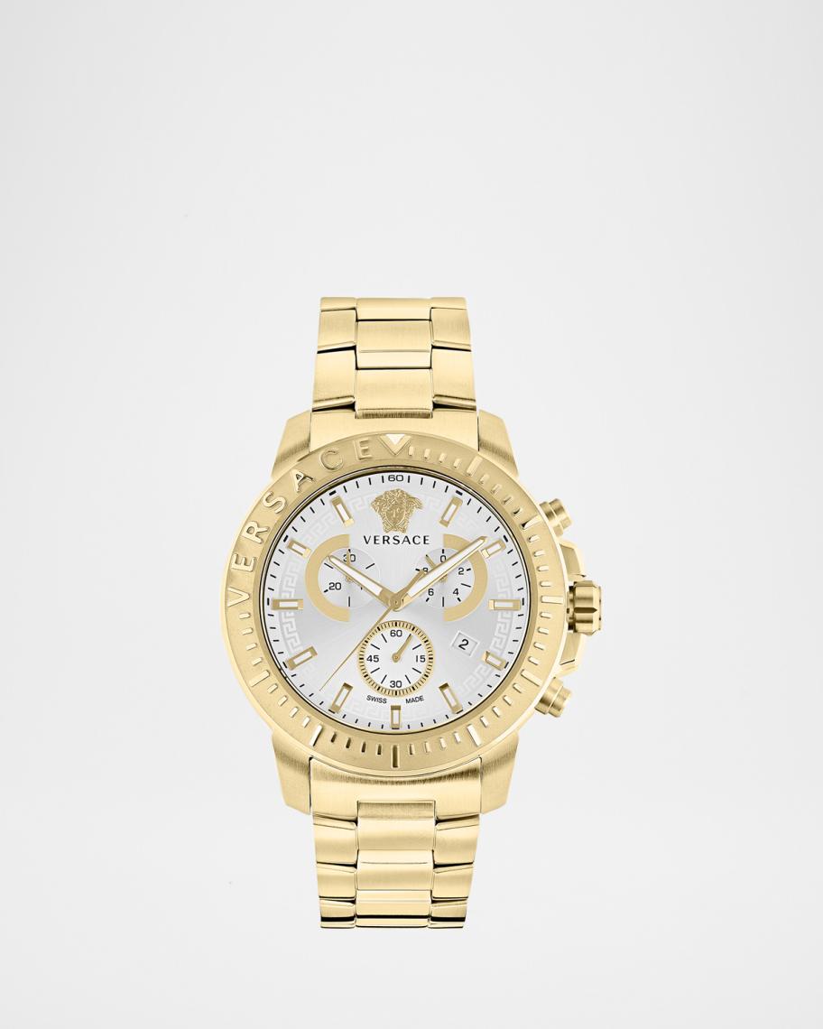 Versace Men's New Chrono IP Yellow Gold Bracelet Watch, 45mm