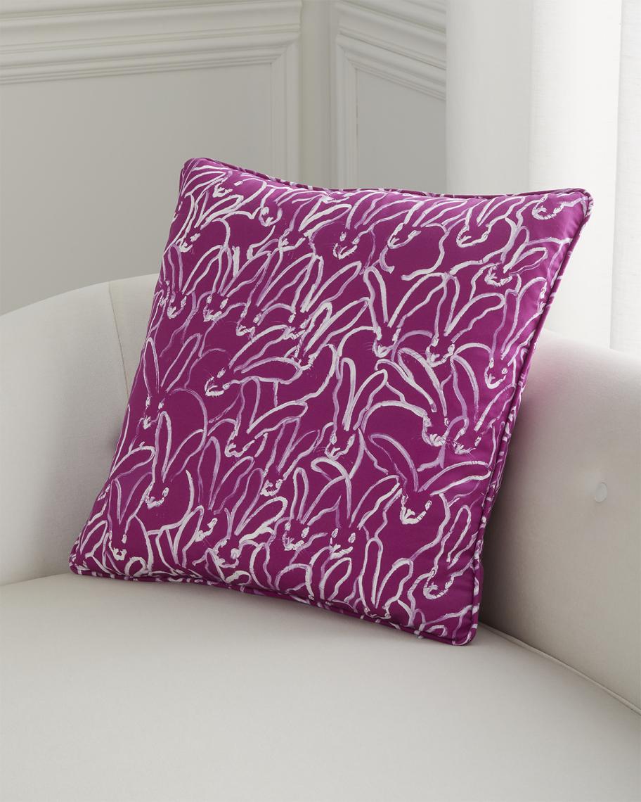 Hunt Slonem Rabbit Run Cotton Pillow | Neiman Marcus