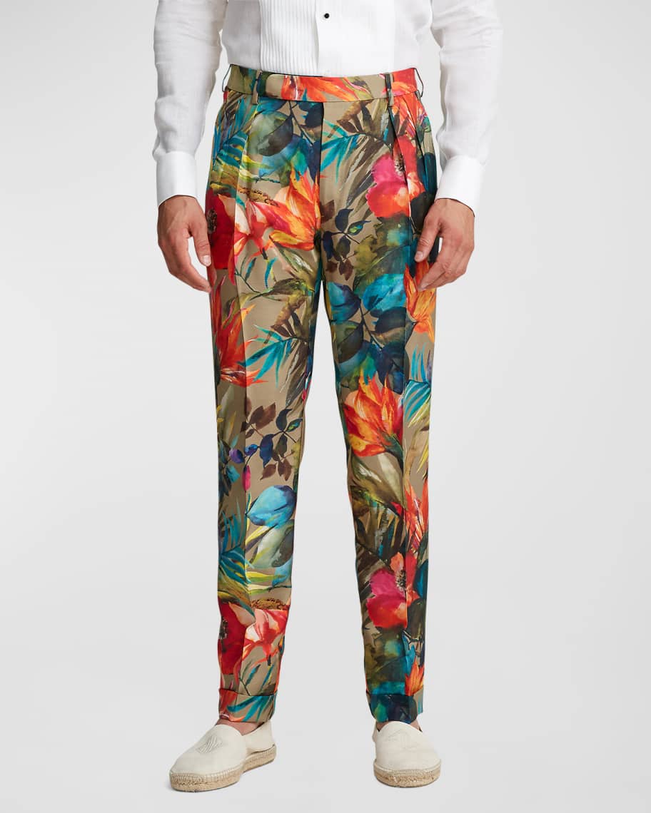 Mens floral trousers on sale