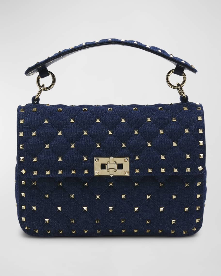 Rockstud Medium Denim Shoulder Bag