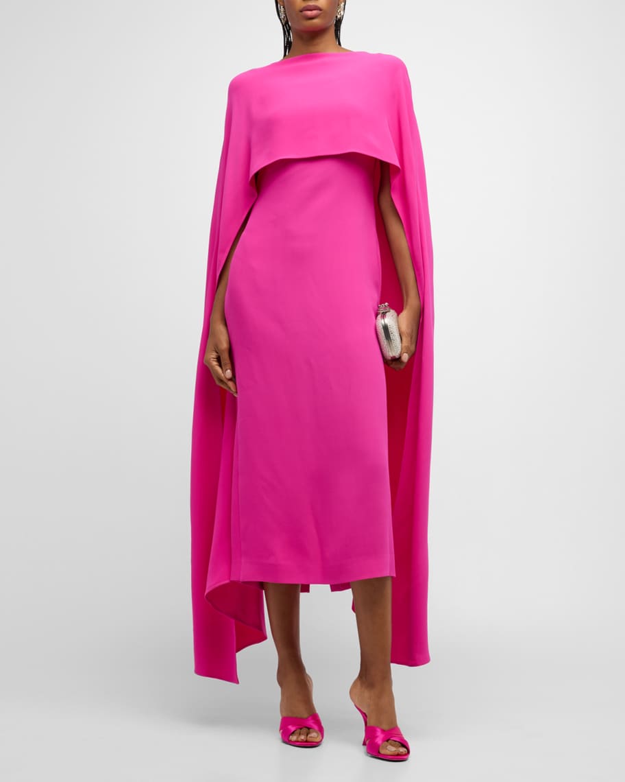 Valentino Garavani Cady Couture Sheath Dress with Cape Sleeves | Neiman ...