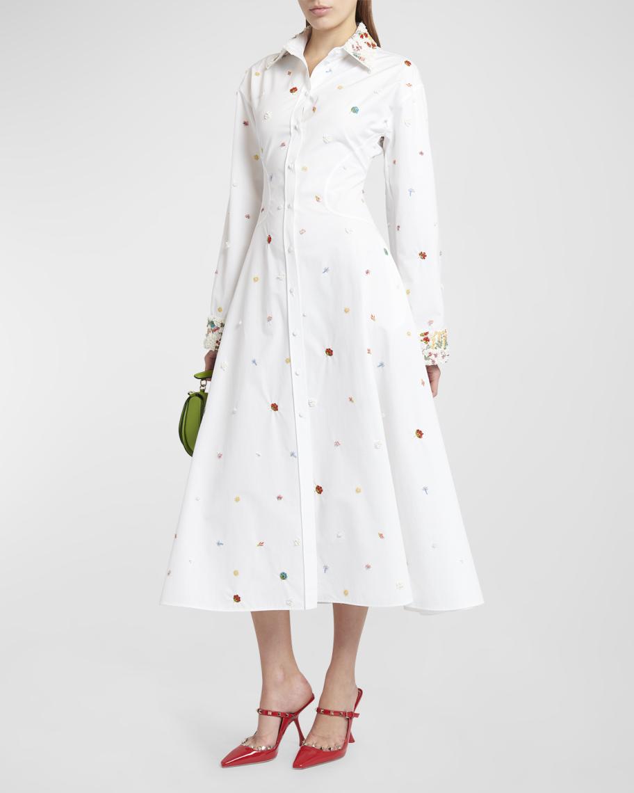 red valentino floral embroidered poplin dress Floral Embroidered Poplin Dress by RED Valentino