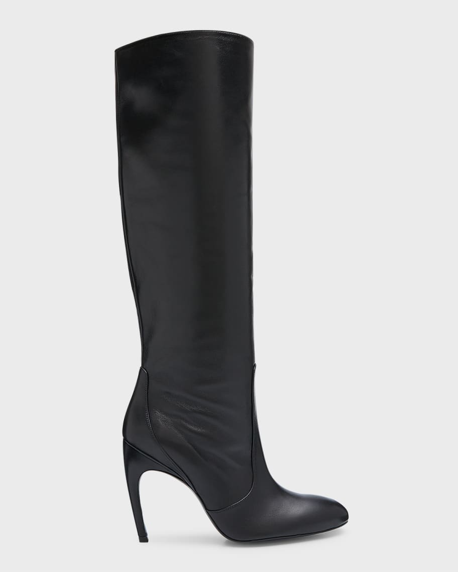 Stuart Weitzman Luxecurve Slouchy Leather Stiletto Knee Boots | Neiman ...