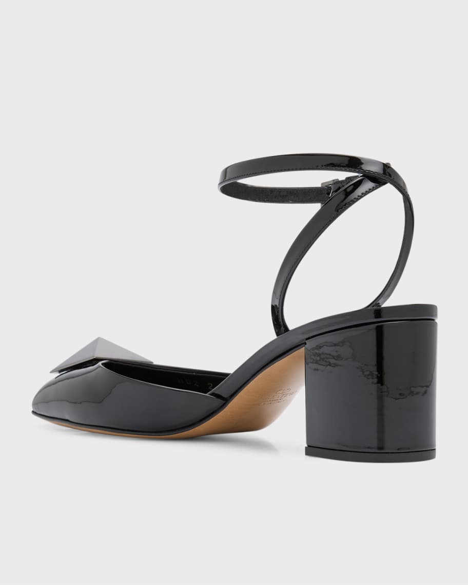 Image 3 of 6: Roman Stud Solo Patent Ankle-Strap Pumps