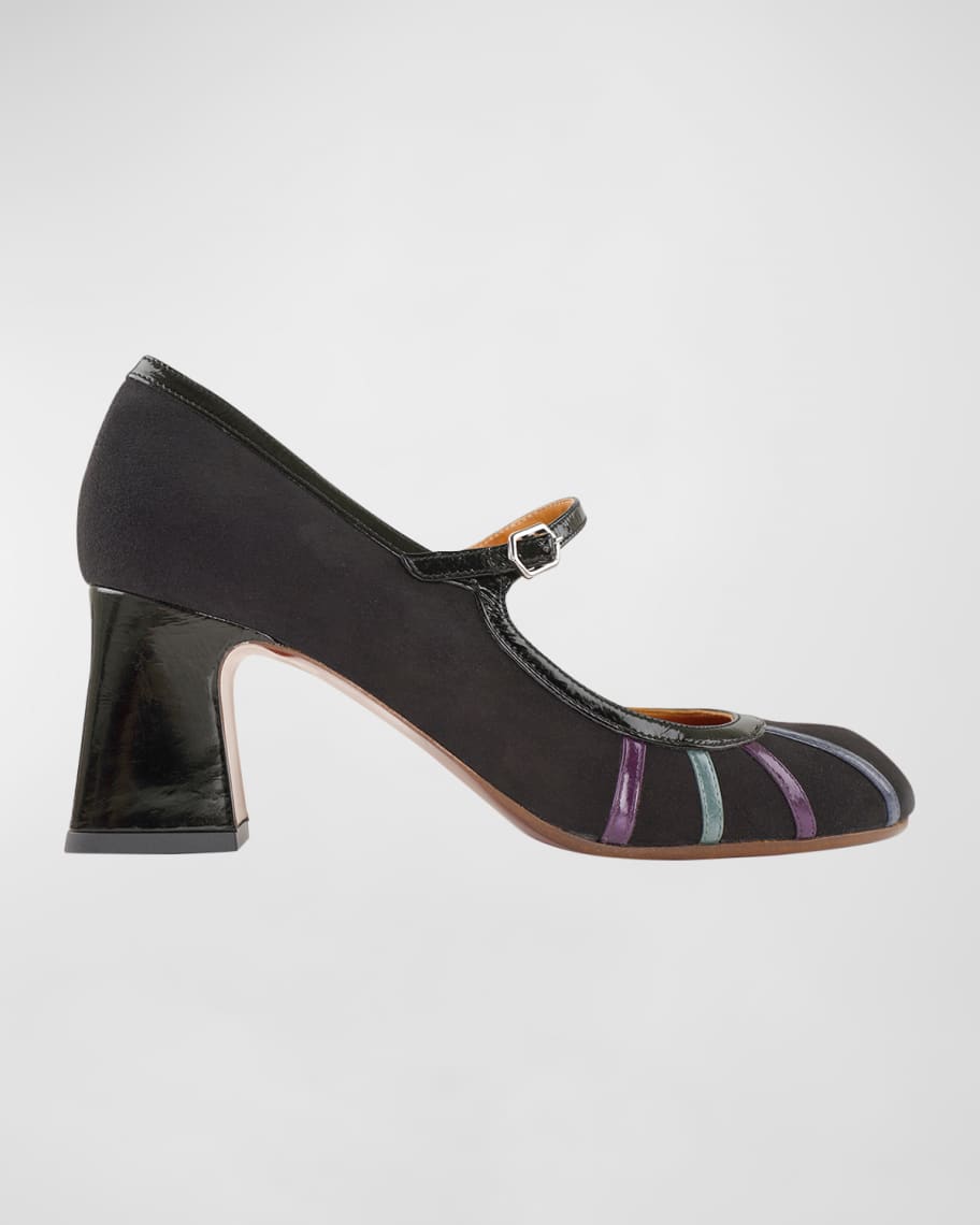 Chie Mihara Aguta Mixed Leather Mary Jane Pumps | Neiman Marcus