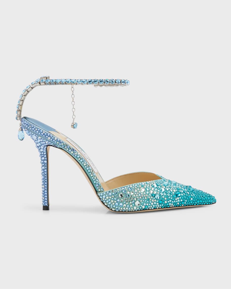 Jimmy Choo Saeda Ombre Crystal Ankle-Strap Pumps | Neiman Marcus