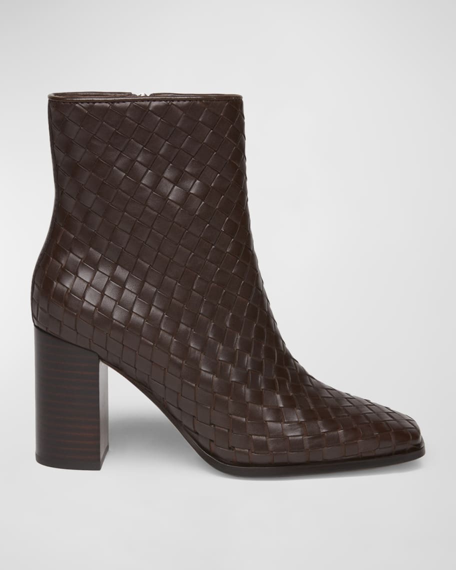 PAIGE Frances Woven Leather Ankle Booties | Neiman Marcus