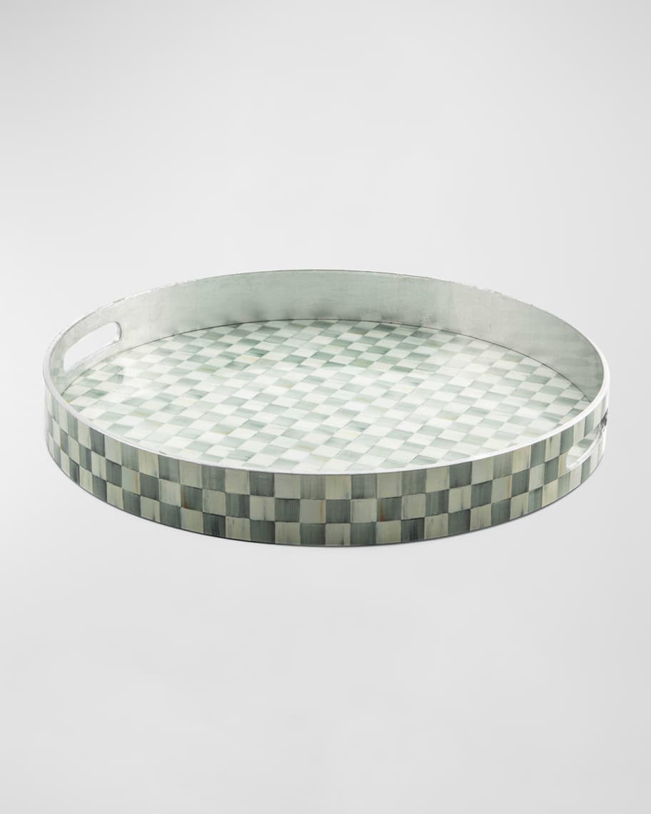 MacKenzie-Childs Sterling Check Lacquer Round Tray