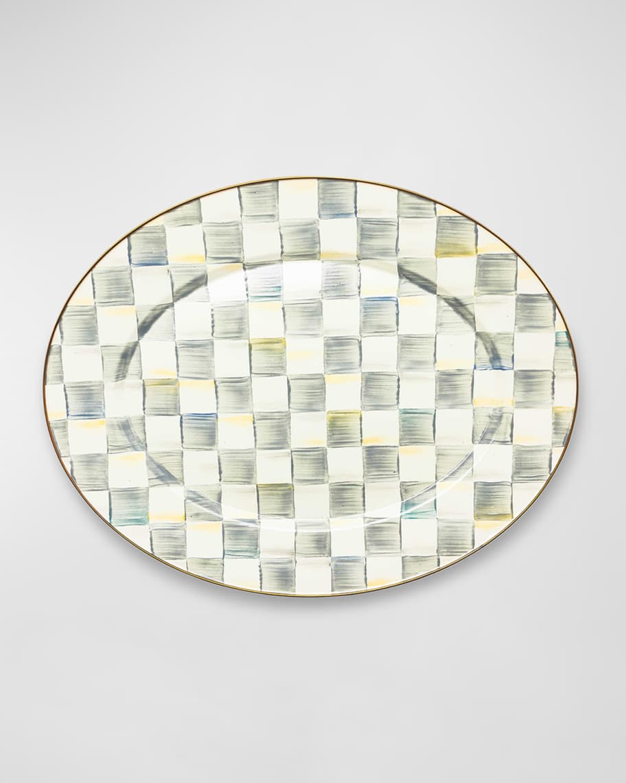 MacKenzie-Childs Sterling Check Enamel Oval Platter, Large