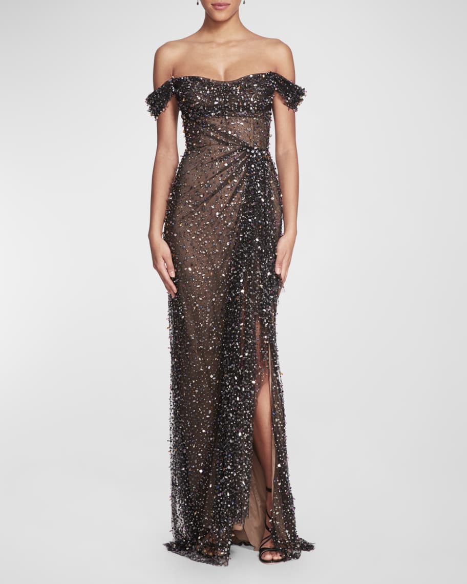 Adrianna papell sequin illusion gown clearance