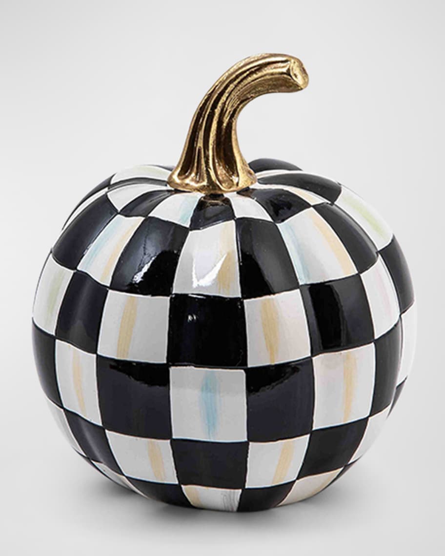 MacKenzie Childs Courtly Check Glossy Mini Pumpkin Neiman Marcus