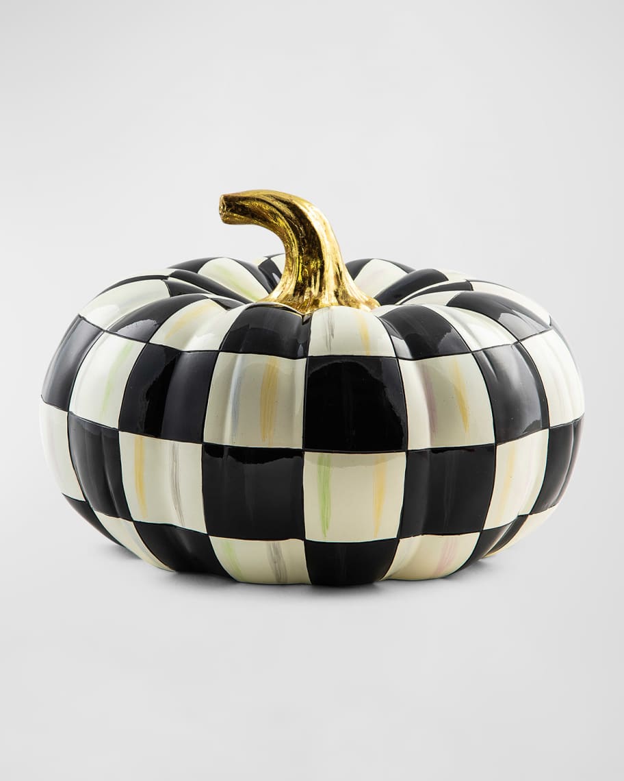 MacKenzie Childs Courtly Check Squashed Glossy Pumpkin Medium Neiman