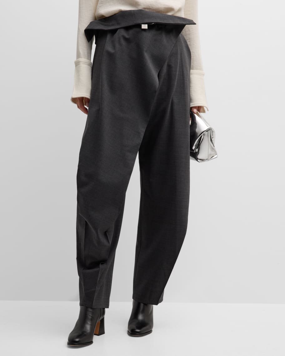 Cout De La Liberte Super High-Rise Snakeskin Leather Super Bell Flare Pants