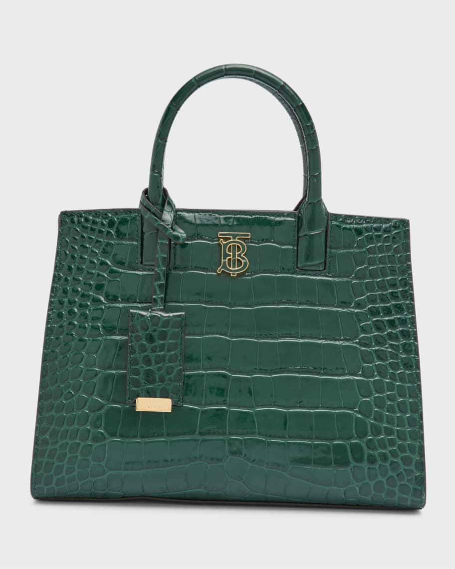 Burberry Frances Croc-Embossed Top-Handle Bag | Neiman Marcus