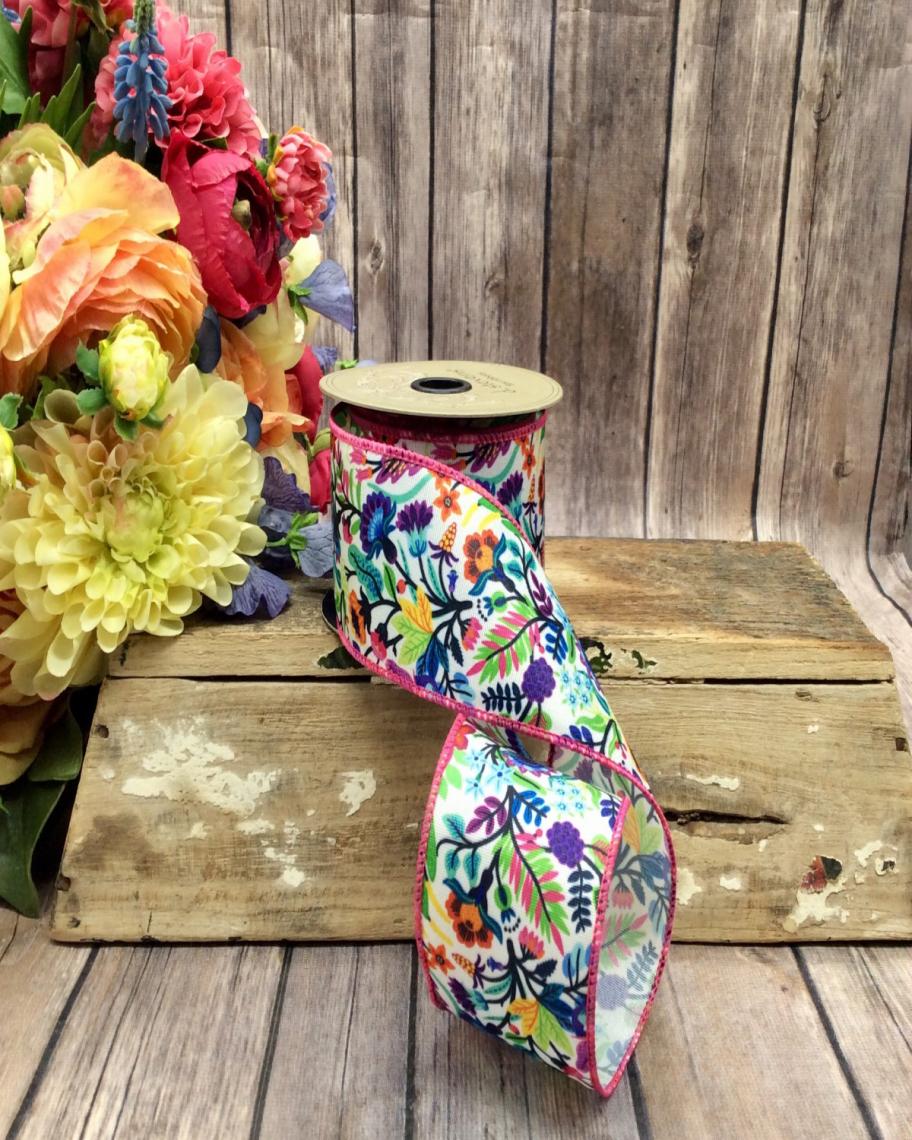 D. Stevens Artful Floral Garden Grosgrain Ribbon, 2.5