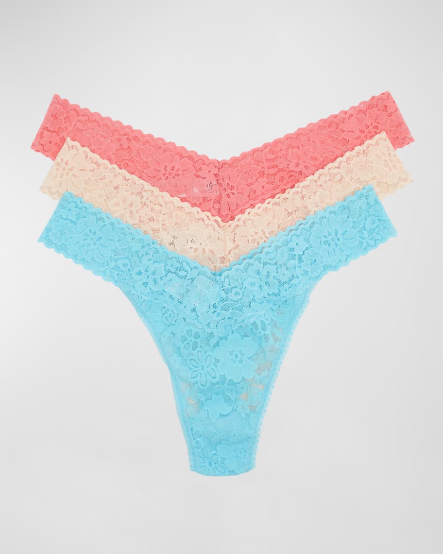 Hanky Panky Daily Lace Scalloped Original-Rise Thong 3-Pack
