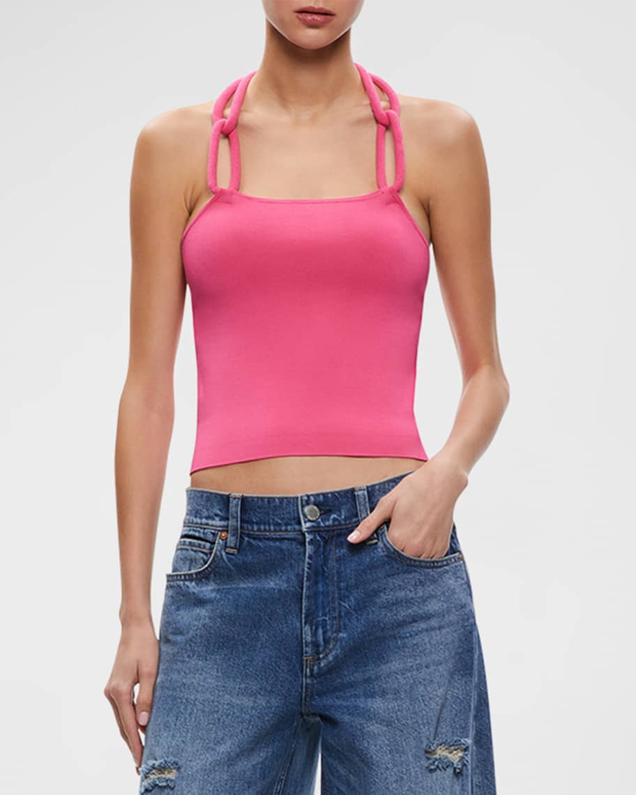 Alice + Olivia Gretel Knit Tank Top With Chain Cord Straps Neiman Marcus