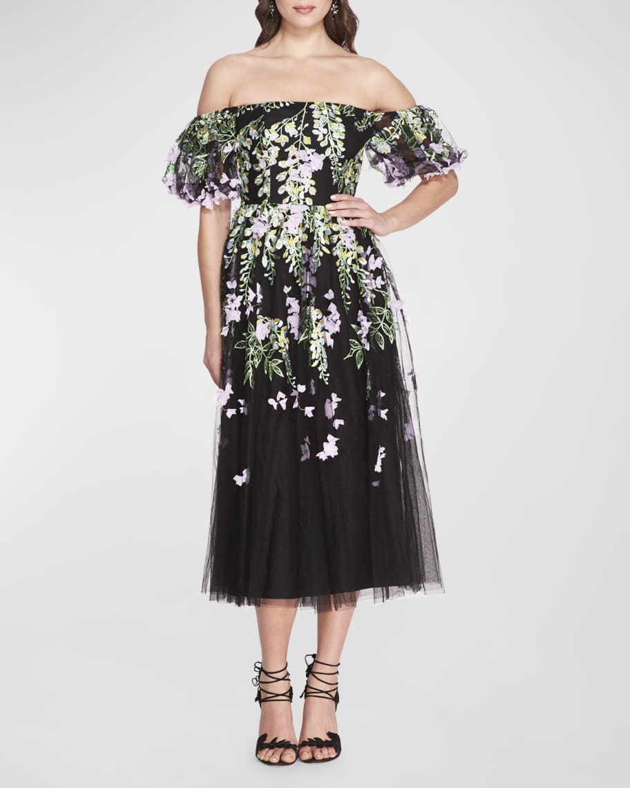 Marchesa notte hot sale tulle midi dress