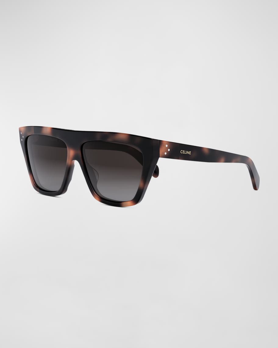 Celine Logo Flat-Top Square Acetate Sunglasses | Neiman Marcus