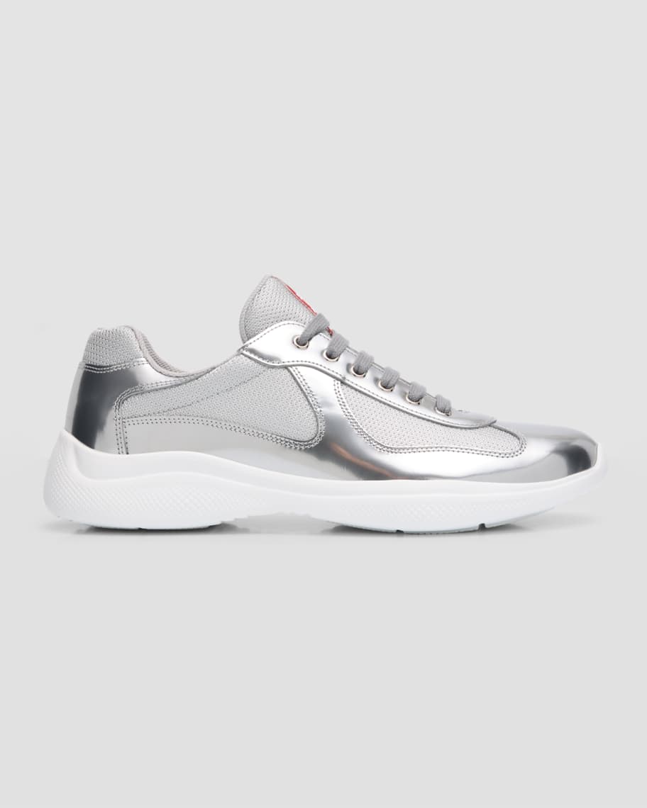 Prada Men s America s Cup Metallic Bike Sneakers Neiman Marcus