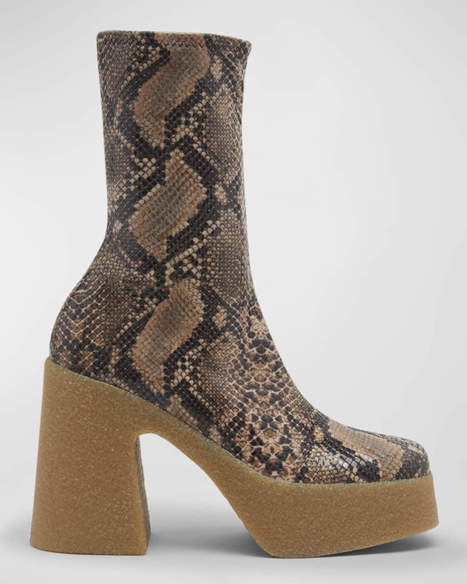 Stella McCartney Skyla Recycled Snake-Print Platform Ankle Boots ...