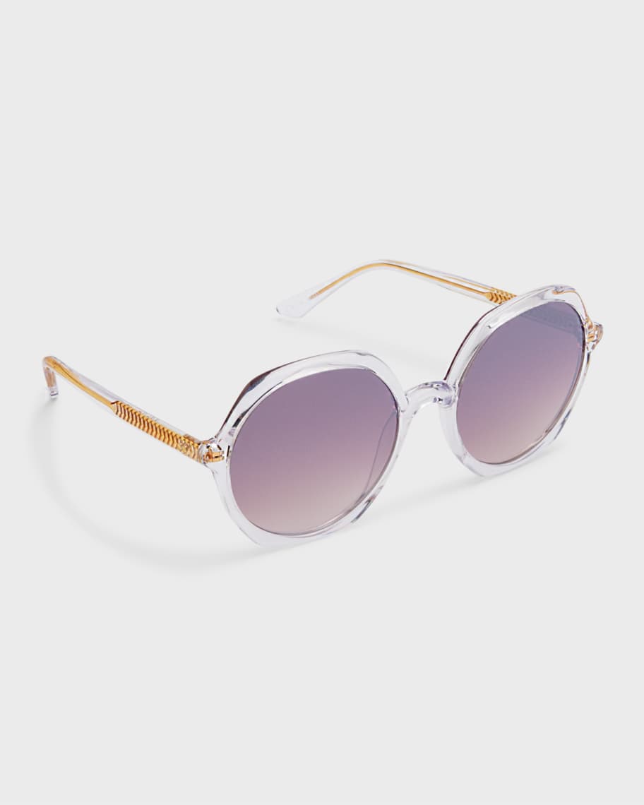 KREWE Sophia Round Clear Acetate Sunglasses Neiman Marcus