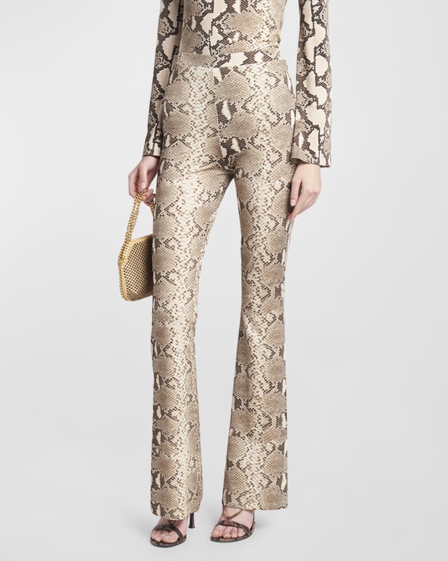 Stella McCartney Python-Print Flared Jersey Pants | Neiman Marcus