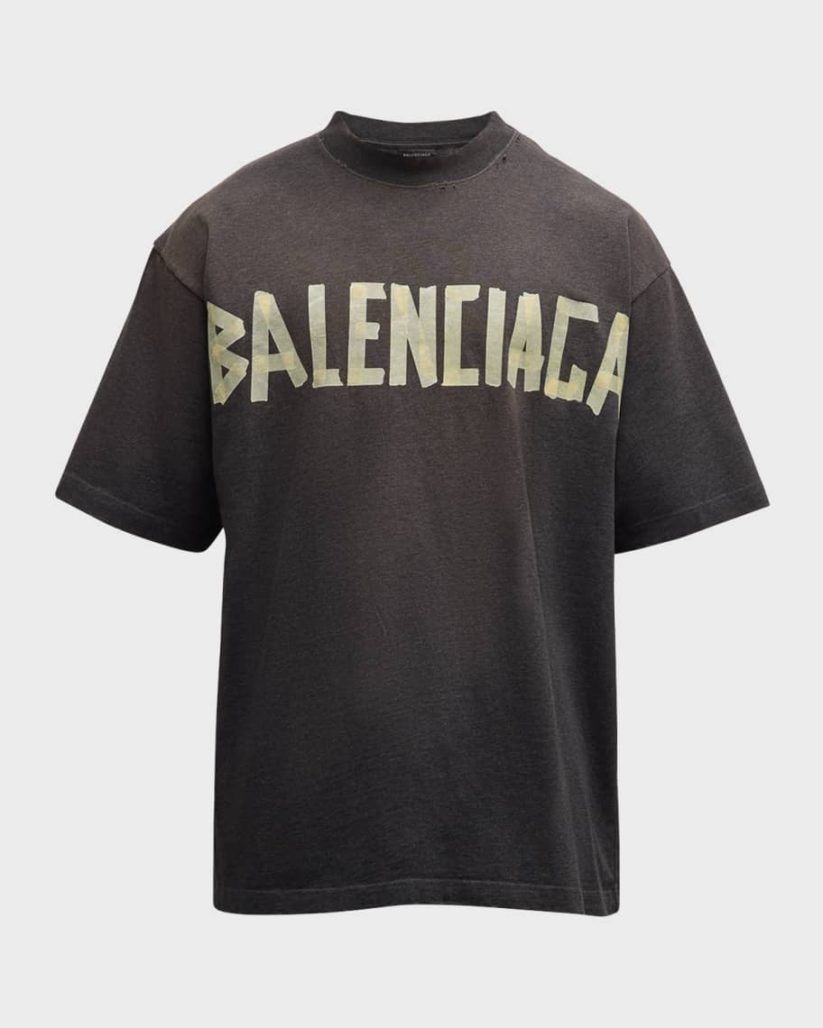 24AW new/BALENCIAGA テープロゴTシャツ T-Shirt Black Balenciaga Nail Polish Cropped T-shirt in Faded Black