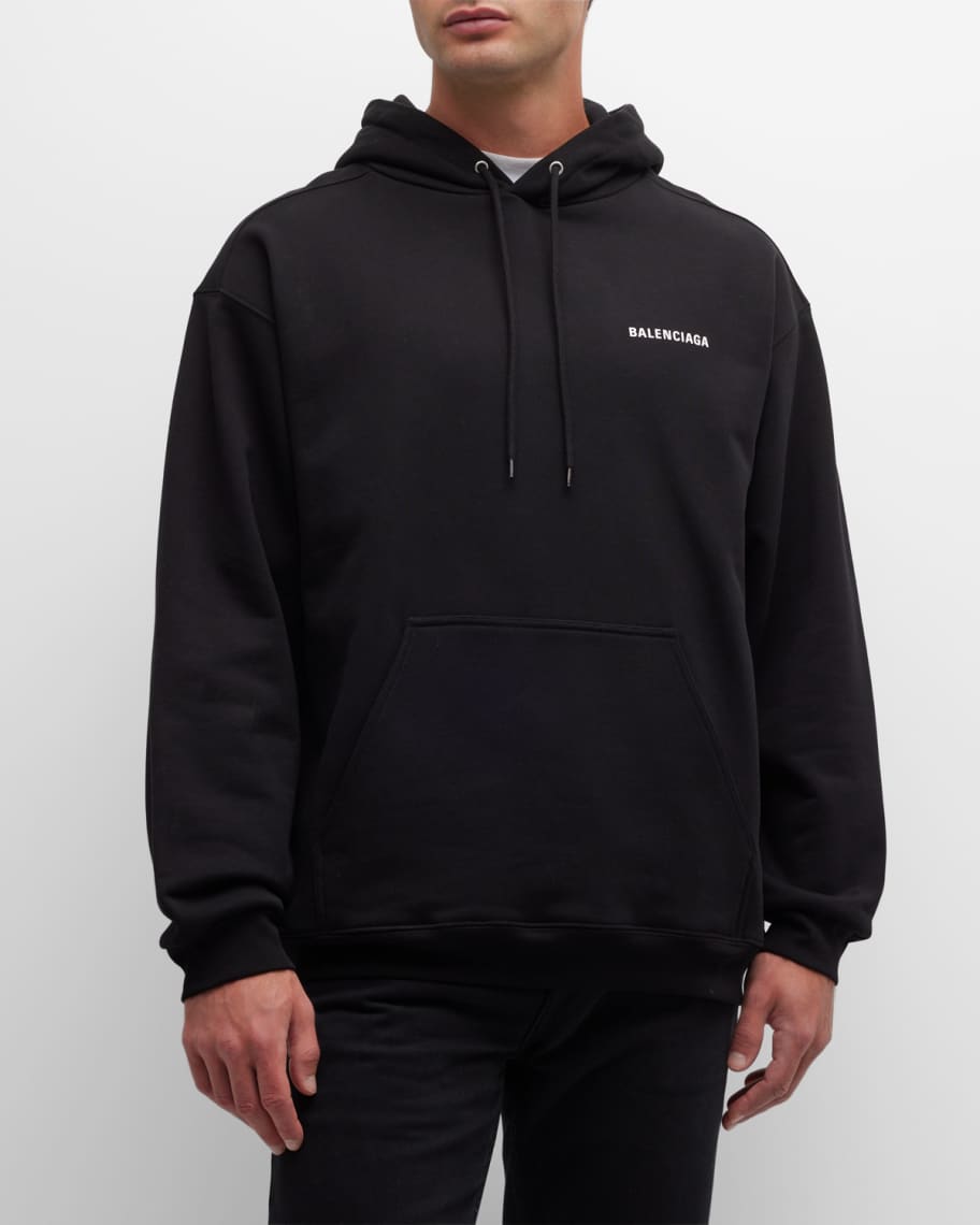 balenciaga logo cotton terry hoodie