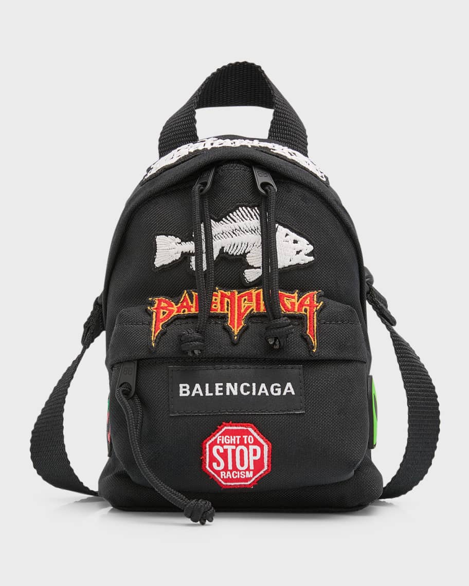 Balenciaga Signature Logo-print Backpack In Black