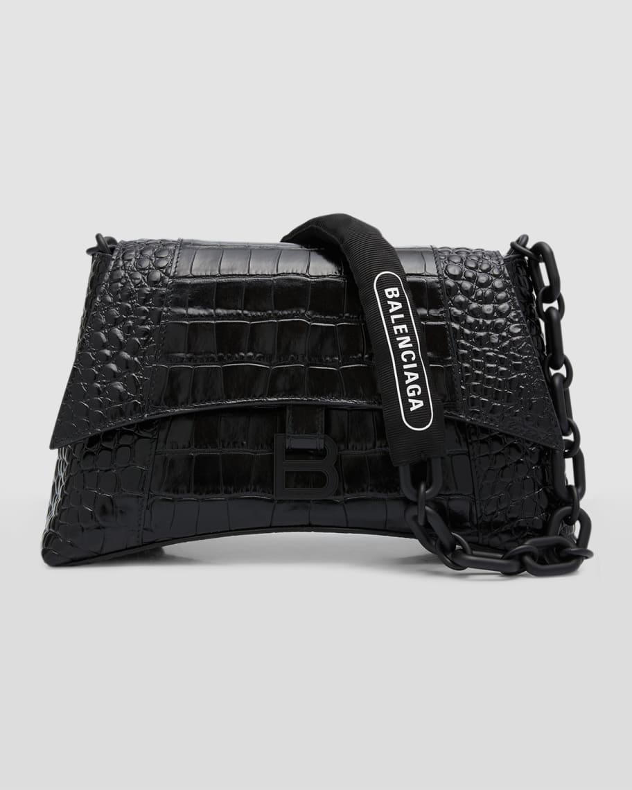 Metallic Downtown XS croc-effect leather cross-body bag, Balenciaga