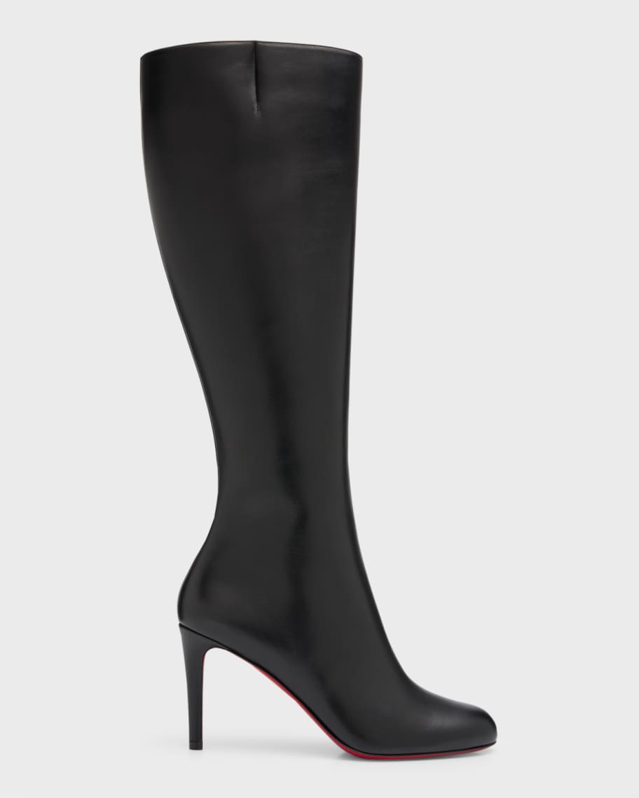 Christian Louboutin Dolly Leather Red Sole Platform Booties In Black