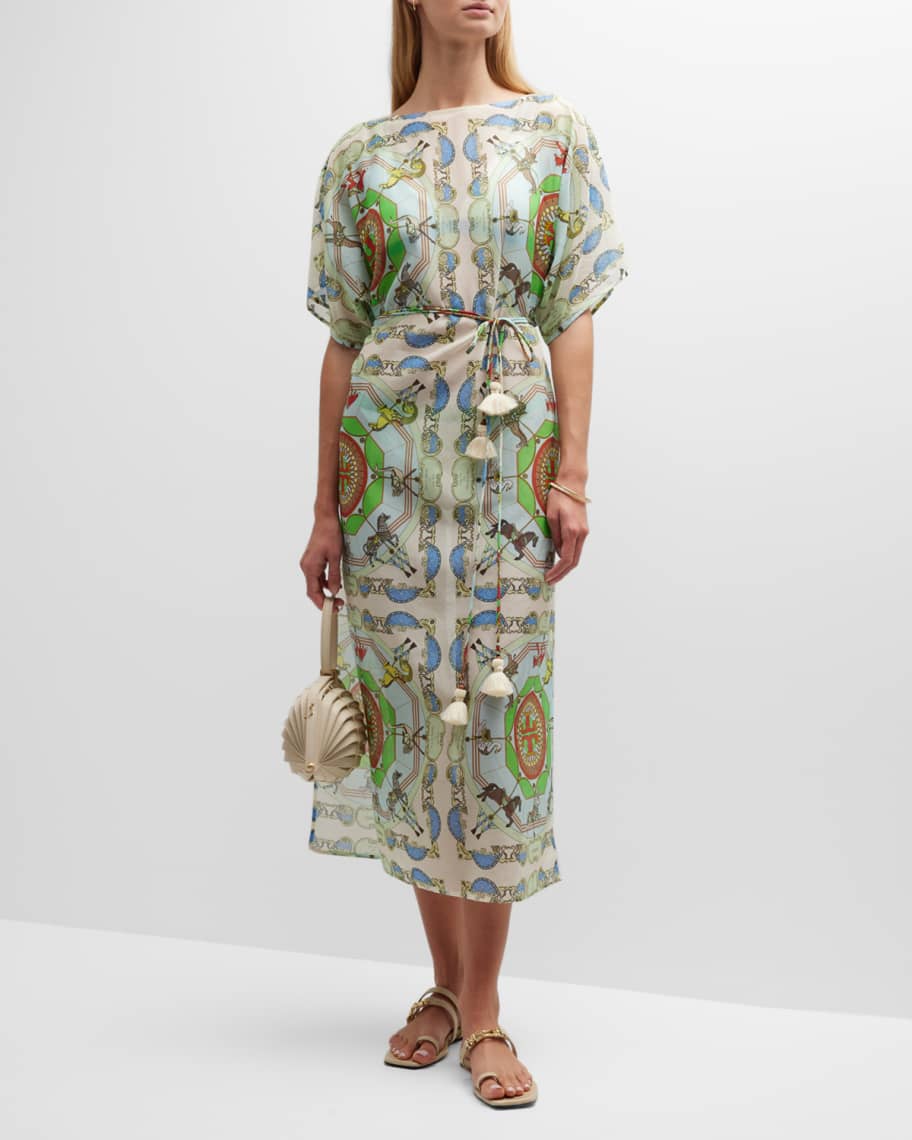 Tory Burch Carousel Print Midi Caftan Neiman Marcus