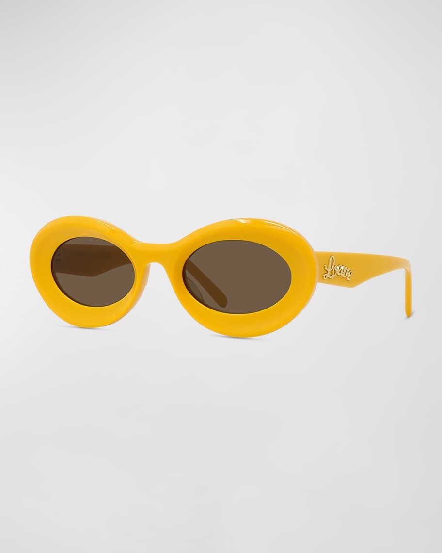Loewe Curvy Logo Acetate Oval Sunglasses | Neiman Marcus